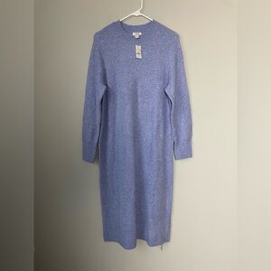 NWT J Crew Factory Midi Sweater Dress Extra-Soft Yarn Size PL Periwinkle